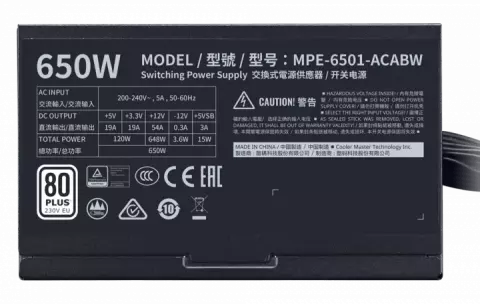 پاور 650 وات Cooler Master مدل MWE 650 WHITE 230V V2 80 PLUS Standard