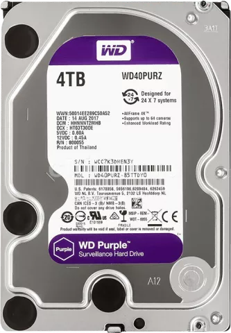 هارد اینترنال 4 ترابایت WD مدل PURPLE SURVEILLANCE WD40PURZ