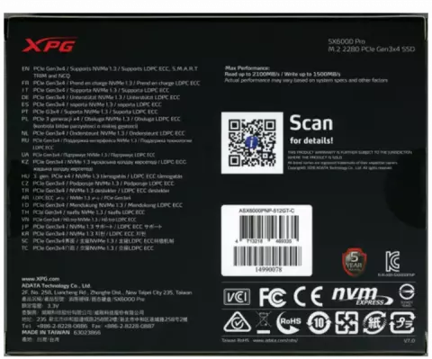 حافظه SSD اینترنال 512 گیگابایت Adata مدل XPG SX6000 Lite
