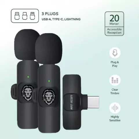 میکروفون یقه‌ای بی سیم Green Lion مدل GN3WIRMICPBK