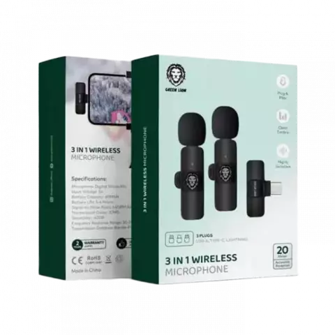 میکروفون یقه‌ای بی سیم Green Lion مدل GN3WIRMICPBK