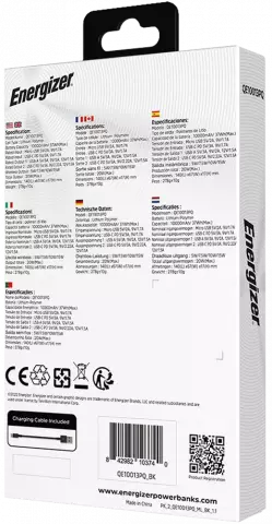 پاور بانک بی سیم 10000 میلی‌آمپر ساعت Energizer مدل QE10013PQ