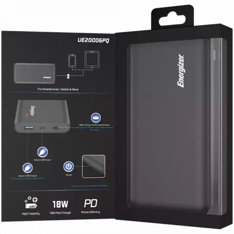 پاور بانک 20000 میلی‌آمپر ساعت Energizer مدل  UE20006PQ