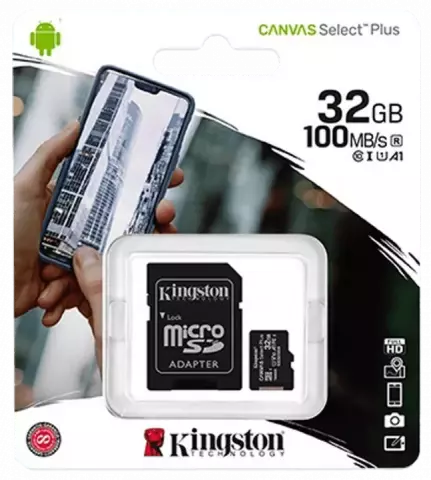 مموری کارت 32 گیگابایت Kingston مدل Canvas Select Plus همراه با آداپتور