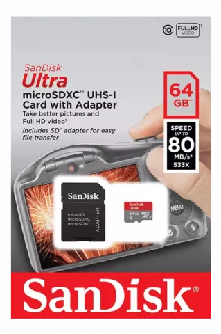 مموری کارت 64 گیگابایت Sandisk مدل Ultra کلاس 10 استاندارد UHS-I U1