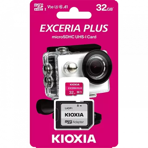 مموری کارت 32 گیگابایت KIOXIA مدل EXCERIA PLUS کلاس 10 استاندارد UHS-I U3 همراه با آداپتور