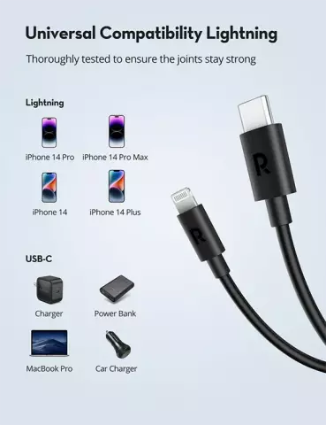 کابل شارژ 3 متری Type-C به Lightning راوپاور مدل RP-CB1034