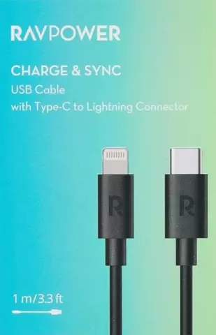 کابل شارژ 1 متری Type-C به Lightning راوپاور مدل RP-CB1016