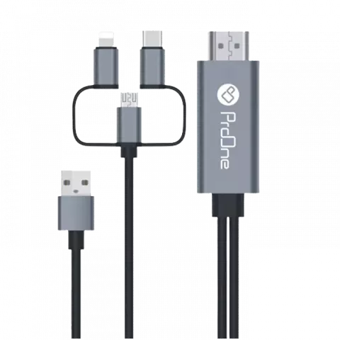 تبدیل 1.8 متری HDMI به USB-C، microUSB و Lightning پرووان مدل PCH70