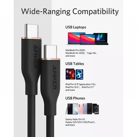 کابل شارژ 0.9 متری USB Type-C انکر مدل PowerLine III Flow A8552
