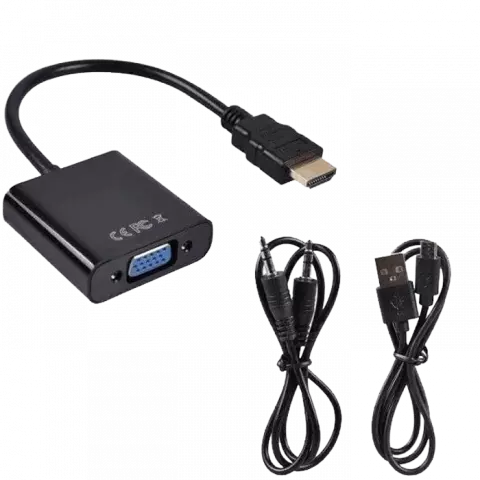 D-NET HDMI TO VGA AND AUDIO + AUX + ANDROID CABLE BLACK ADAPTER