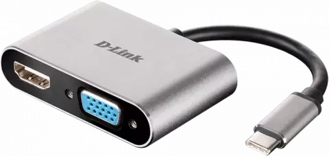 D-LINK DUB-V210 TYPE-C TO HDMI+VGA BLACK ASLI ADAPTER