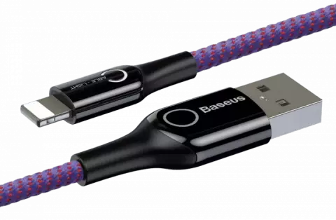 کابل شارژ 1 متری USB به LIGHTNING باسئوس مدل C-SHAPED LIGHT INTELLIGENT POWER-OFF