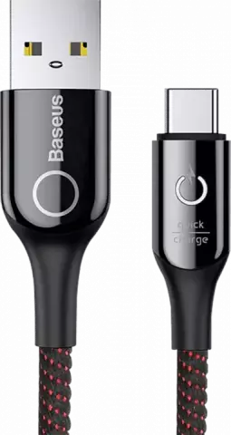 کابل شارژ 1 متری USB به TYPE-C باسئوس مدل C-SHAPED LIGHT INTELLIGENT POWER-OFF