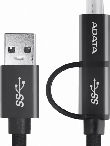 ADATA ACM32IN1-100CMK-CBK 1M BLACK AVANG USB TO TYPE-C/MICRO USB COMBO CABLE