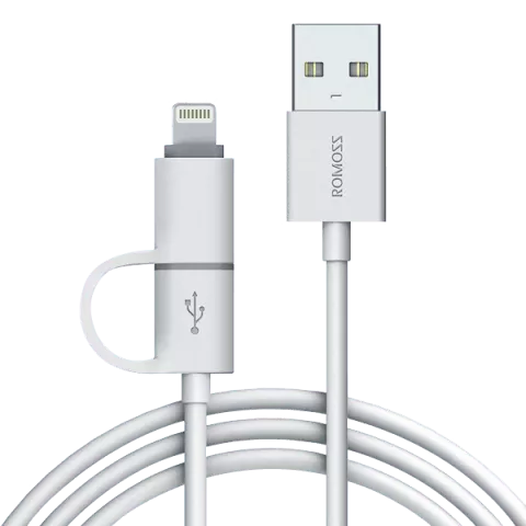 کابل شارژ 1 متری MICRO USB بهROMOSS LIGHTNING مدل CB20