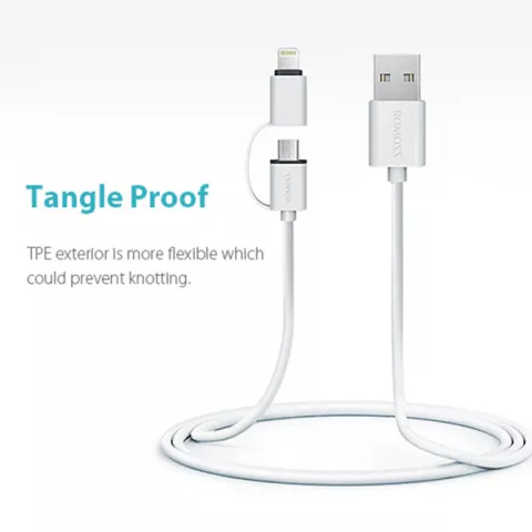 کابل شارژ 1 متری MICRO USB بهROMOSS LIGHTNING مدل CB20