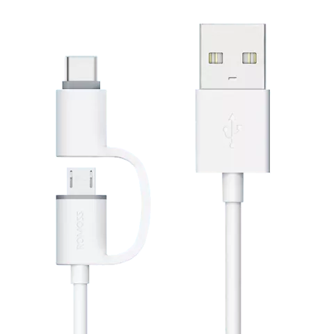 ROMOSS COMBO MICRO USB TYPE-C CABLE WHITE 1M