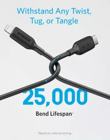کابل شارژ 30 سانتی متری Type-C به Lightning انکر مدل PowerLine III A8831