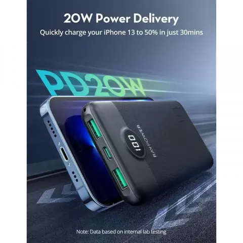 پاور بانک 10000 میلی‌آمپر ساعت RAVPOWER مدل RP-PB1204