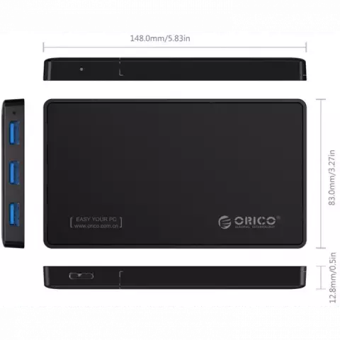 باکس هارد 2.5 اینچی اکسترنال و هاب 3 پورت ORICO مدل 2588H3