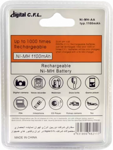 باتری قلمی قابل شارژ DIGITAL C.F.L ظرفیت 1100 ميلی آمپر ساعت