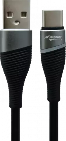 JETPOWER 1M BLACK/ GREY TYPE-C CABLE پارچه ای