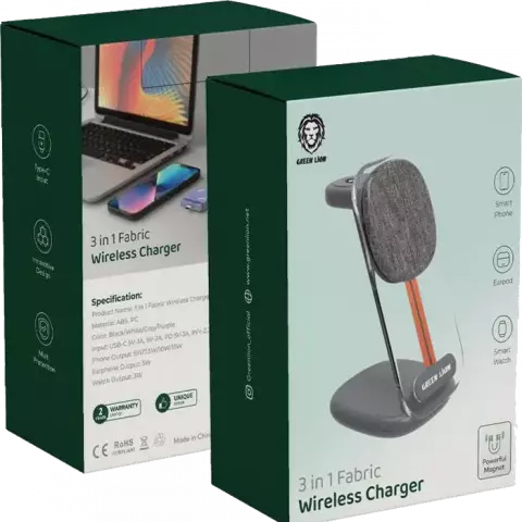 شارژر بی‌سیم 3IN1 گرین لاین مدل GN3N1FAWIRC