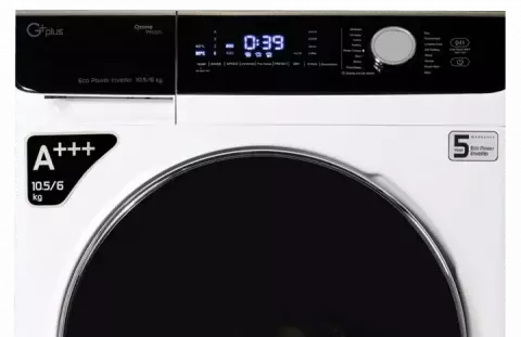 ماشین لباسشویی اتومات 10.5 کیلوگرم جی پلاس مدل KD1059W