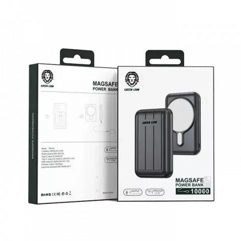 پاور بانک بی سیم 10000 میلی‌آمپر ساعت Green Lion مدل MagSafe