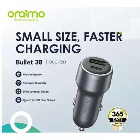 شارژر فندکی Oraimo مدل Bullet 38 OCC-72D