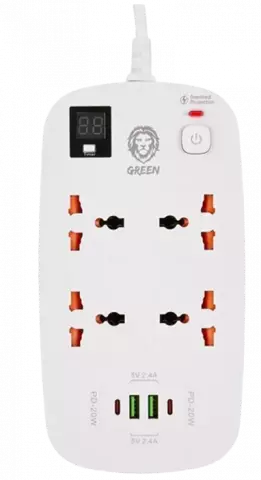 چند راهی برق و محافظ Green Lion مدل GNPS2PDWH