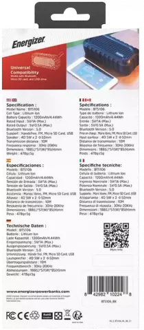 اسپیکر قابل حمل Energizer مدل BTS106