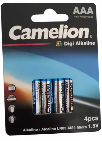 باتری نیم قلمی Camelion مدل Digi Alkaline LR03-PP4DG
