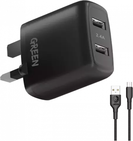شارژر دیواری Green Lion مدل GNC24AMCRBK به همراه کابل Micro USB
