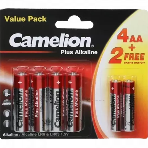 باتری قلمی و نیم قلمی Camelion مدل Plus Alkaline 4LR6+2LR03-BP