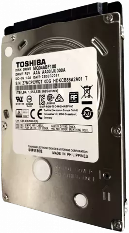 عکس روبه روی هارد لپ تاپ 1 ترابایت Toshiba مدل MQ04ABF100