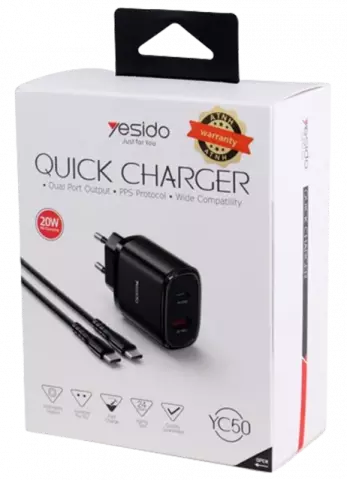 شارژر دیواری Yesido مدل YC50