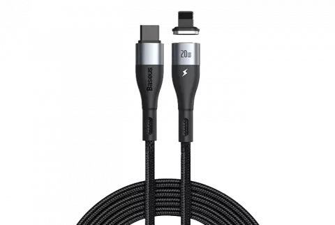 BASEUS ZINC MAGENTIC 1M BLACK ASLI YAS TYPE-C TO LIGHTNING CABLE