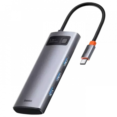 هاب 5 پورت Baseus مدل Metal Gleam 5 in 1 WKWG020013