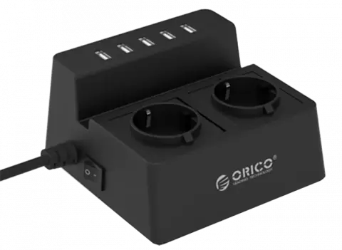 چند راهی برق و محافظ ORICO مدل ODC-2A5U-V1-EU