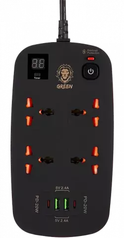 چند راهی برق و محافظ Green Lion مدل GNPS2PDBK
