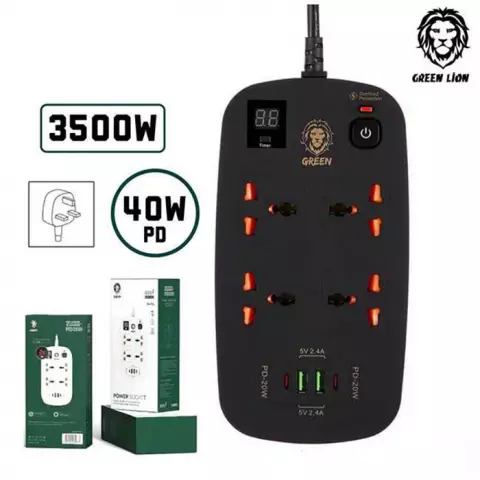 چند راهی برق و محافظ Green Lion مدل GNPS2PDBK