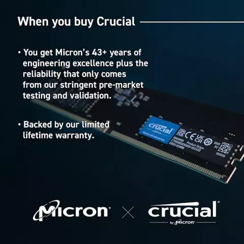 رم دسکتاپ (8GB*1) 8 گیگابایت Crucial مدل CB8GU4800 DDR5 4800MHz