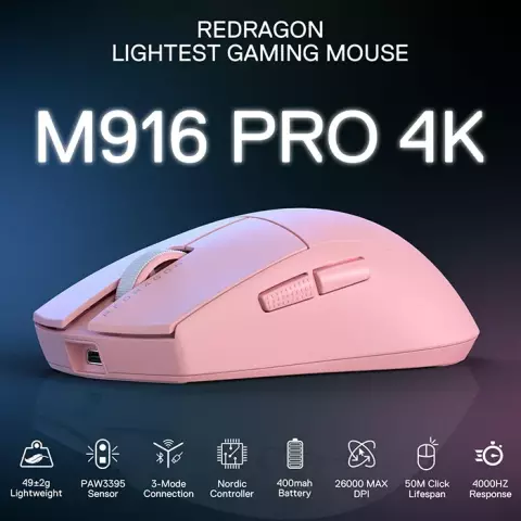 موس بی سیم گیمینگ Redragon مدل M916 PRO 4K