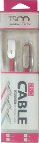کابل USB به MICRO USB و TSCO LIGHTNING مدل TC 92