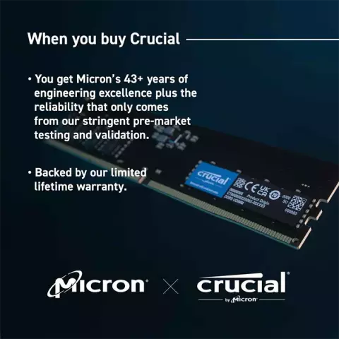 رم دسکتاپ (8GB*1) 8 گیگابایت Crucial مدل CT8G48C40U5 DDR5 4800MHz