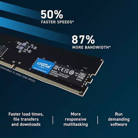 رم دسکتاپ (8GB*1) 8 گیگابایت Crucial مدل CT8G48C40U5 DDR5 4800MHz