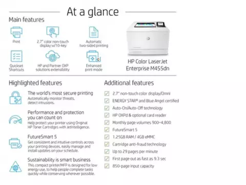 پرینتر تک کاره لیزری رنگی HP مدل Color LaserJet Enterprise M455dn