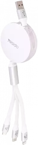 کابل شارژ 1.2 متری USB به Micro USB, Type-C ,Lightning یسیدو مدل CA117